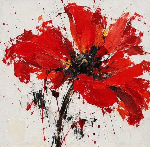 Expressive red flower sample artwork